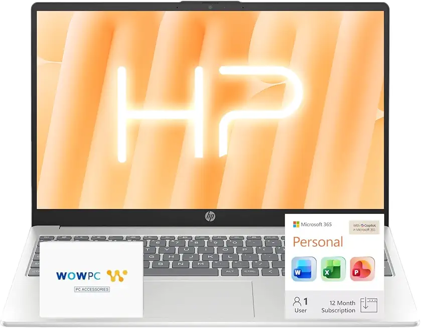 HP 15.6" Business Laptop Computer with Microsoft 365 • 2025/2026 Edition • Copilot AI • Intel 4-Core N100 CPU • 1.1TB Storage (1TB OneDrive + 128GB UFS) • 16GB RAM • Windows 11 • w/o Mouse