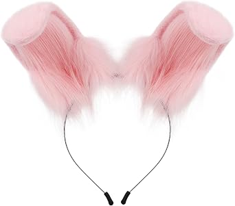 HAOAN Handmade Faux Fur Furry Dog Ears Headband Plush Headwear for Halloween Christmas Party Cosplay Accessories