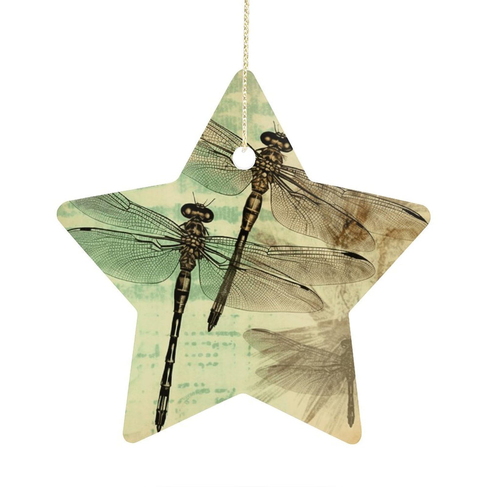 Fodpand Women's Style Dragonfly Dragonflies Vintage Ornament With String, Keepsake Hanging Decorations,Ceramic Ornaments For Men Indoor Home Holiday Party Gifts