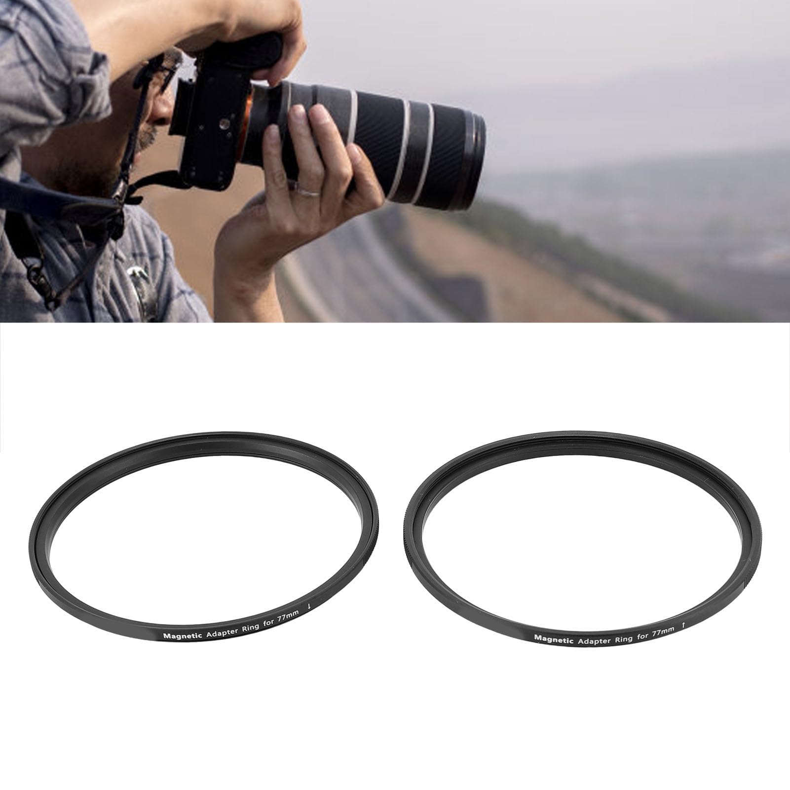 Adaptador de Anillo de Filtro Magnético de 77 Mm, Anillo Adaptador de Filtro de Lente de Cámara de Aleación de Aluminio Liviano con Instalación Simple