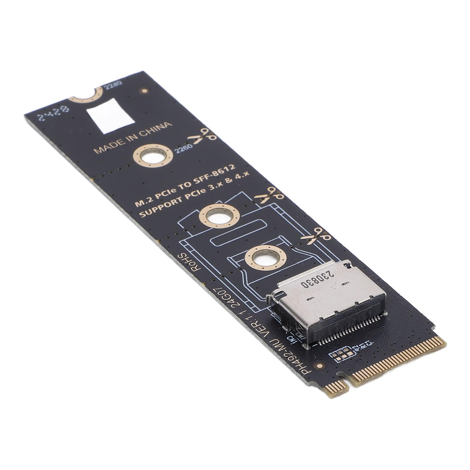 ANGGREK PCIe 3.0 M.2 MKey to SFF-8611 Adapter, System Expansion M.2 to Oculink SFF-8611 Host Adapter PCIe X4 for PCIe NVMe SSD