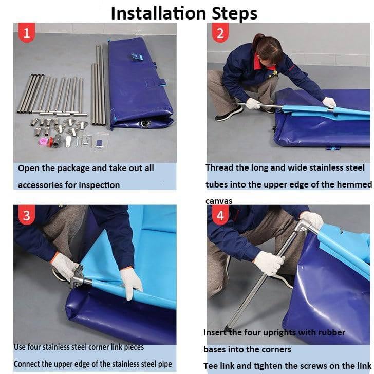 Estanque portátil de PVC de 1,2 m x 1 m x 0,8 m con válvula de drenaje 5