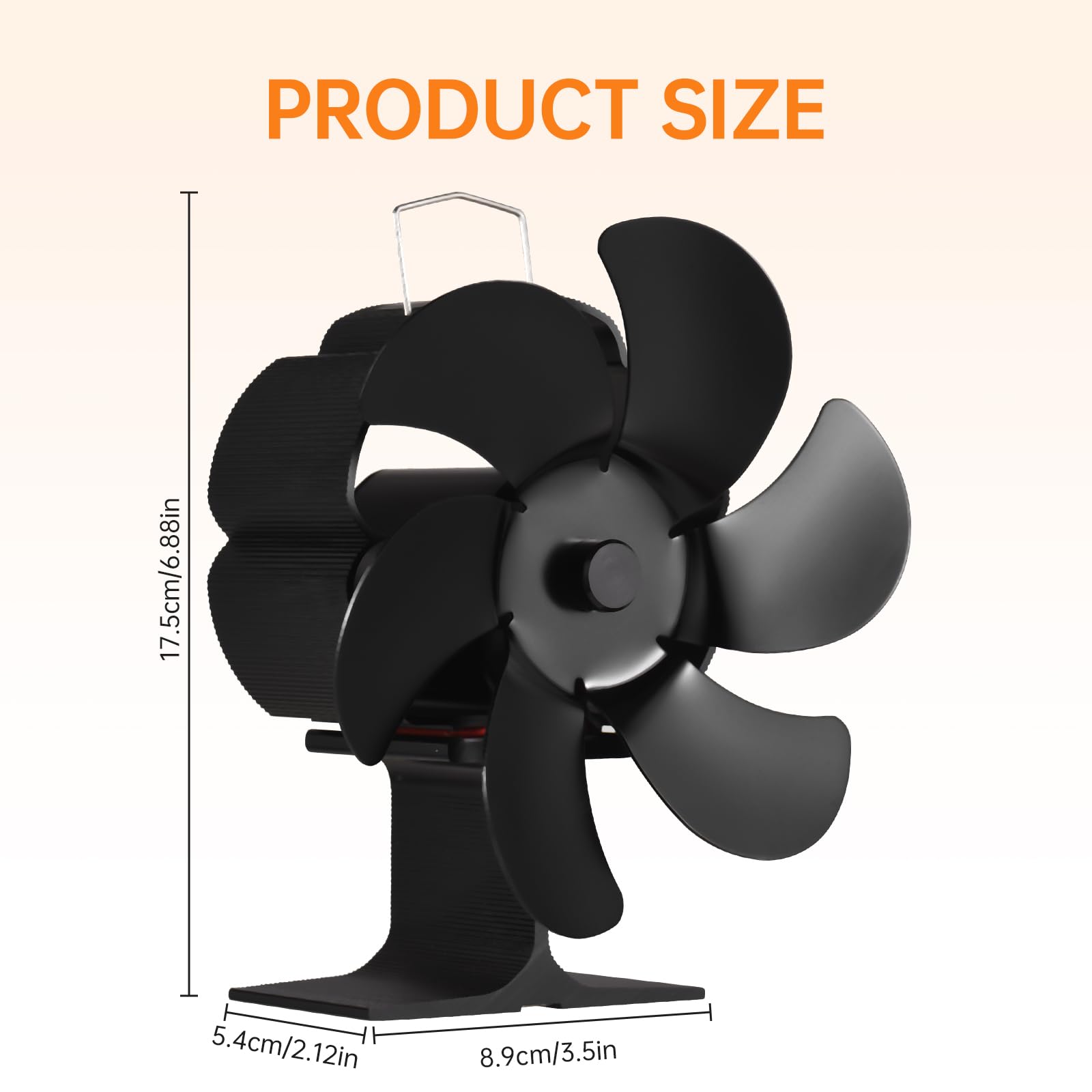 Ventilatore per Stufa a Legna 6 Pale Alimentato a Calore con Maniglia per Il Trasporto, Protezione da Surriscaldamento, Ventilatore Termico Portatile Non Elettrico per Stufa a (Rossa)