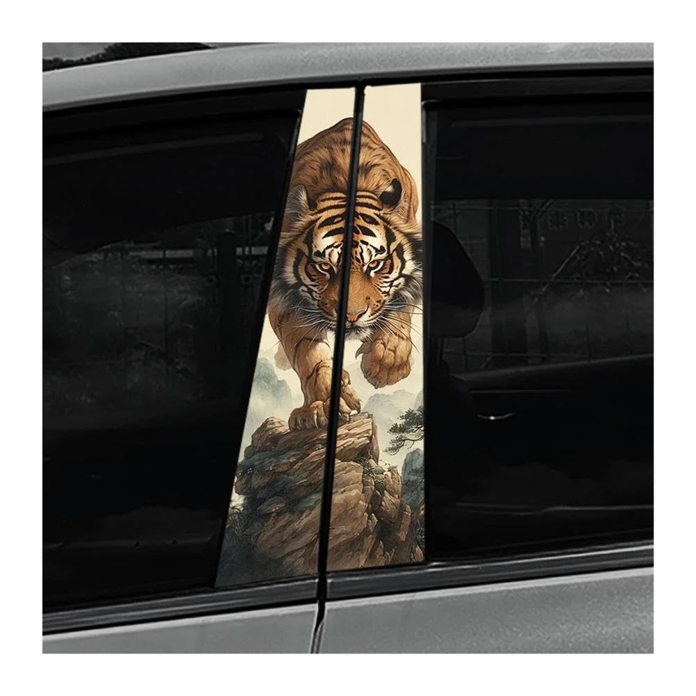Huanbcrt Type A Auto Accessory Tiger Car B Pillar Decal Waterproof Auto Center Pillar Sticker(Type A)