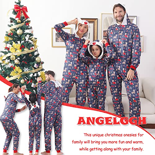 Family Matching Christmas Onesies, Cute Vacation Reindeer Print One Piece Pajamas, Hooded Holiday Sleepwear Nightwear (Unisex, 2-3T, Ho Reindeer) #TOP2