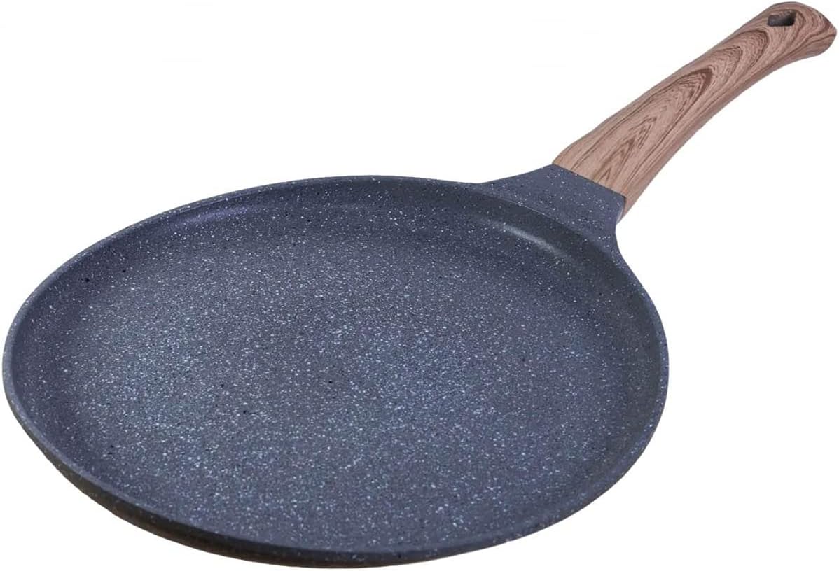 Crepe Pan, Pancake Frying Pan Made of Cast Iron with Heat-resistant Wooden Handle for Crêpes Pancakes All Cooking Surfaces Non-stick Coating Kitchen Supplies