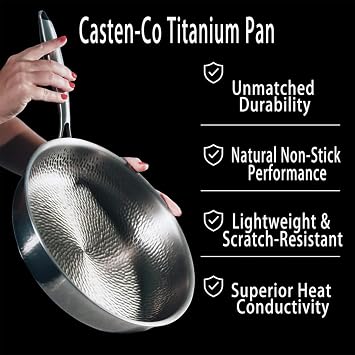 Titanium Pan, 2026 Upgrade 100% Non-toxic Titanium Hammered pan Pro with Lid, Non Stick Frying Pan for Cooking, Chemical-Fre, Heat-Resistant & Lasts a Lifetime (With Lid, 11.81)