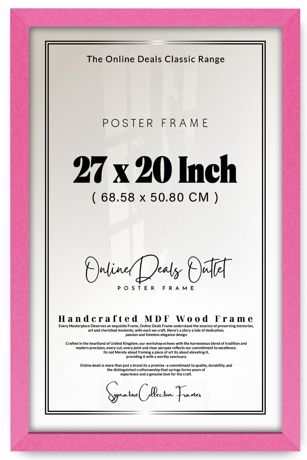 Online Deals | MDF Poster Frame (68.58 x 50.80 CM) 27 for Lobby Décor, Office Art & High-End Interior Styling, MDF Wood, Secure Hanging [ Pink ]