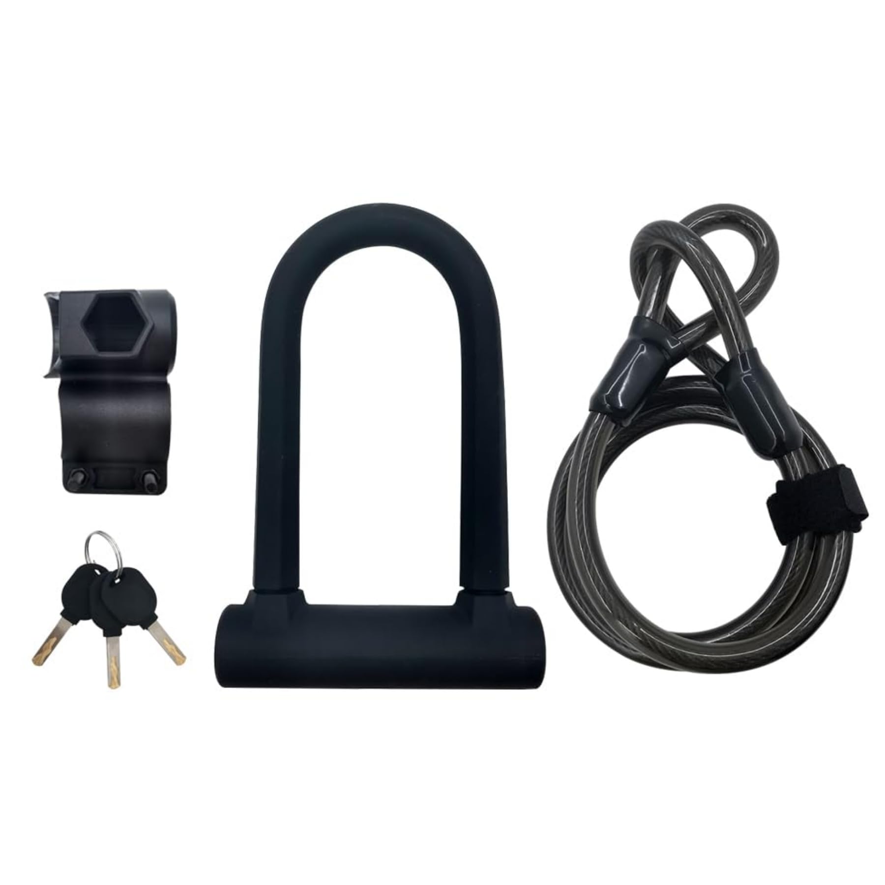 Bike U Lock Heavy Duty Anti Theft with 5ft Security Steel Cable-3 Keys, Mounting Bracket and Key Anti Theft,Bicycle Locks Perfect for Road,Mountain,Scooter and Ebike