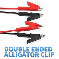 Vista 5 de 2 cables de clip de cocodrilo de doble extremo de 1000 V para pruebas eléctricas, 3.3 pies, cables de prueba con pinzas de cocodrilo y cables