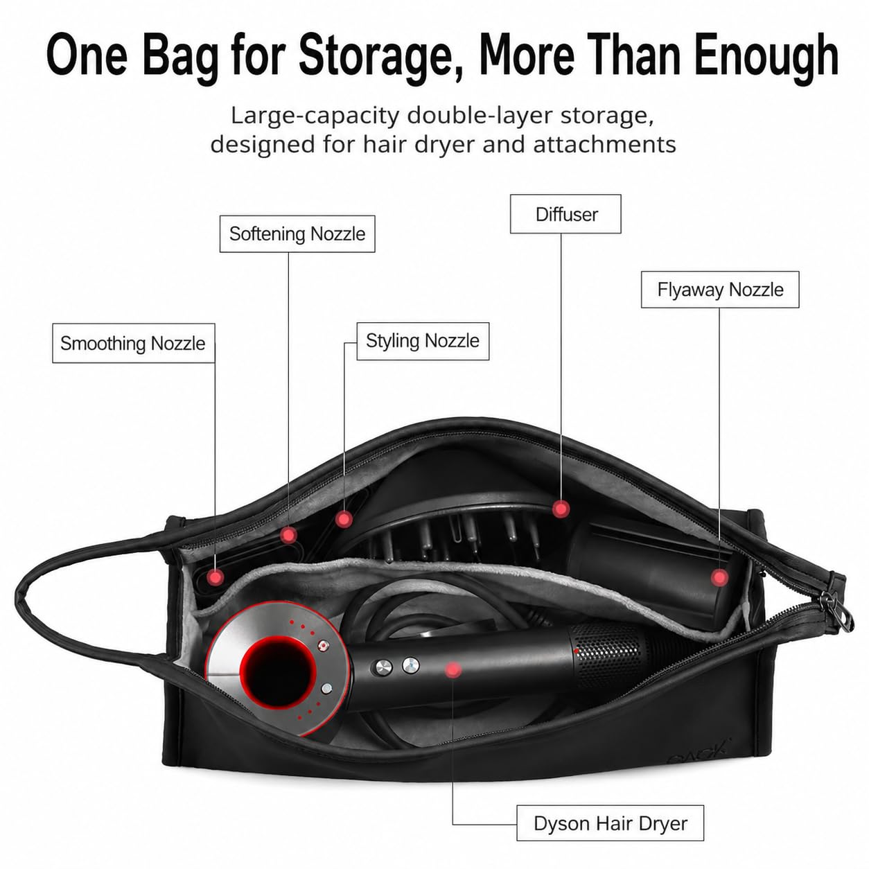 Bolsa de Almacenamiento de Viaje para Secador de Pelo, Funda Plancha Pelo con Asa Portátil Compatible con Dyson Airwrap Styler y Shark Flexstyle, Dyson Supersonic y Rizador, para Viaje
