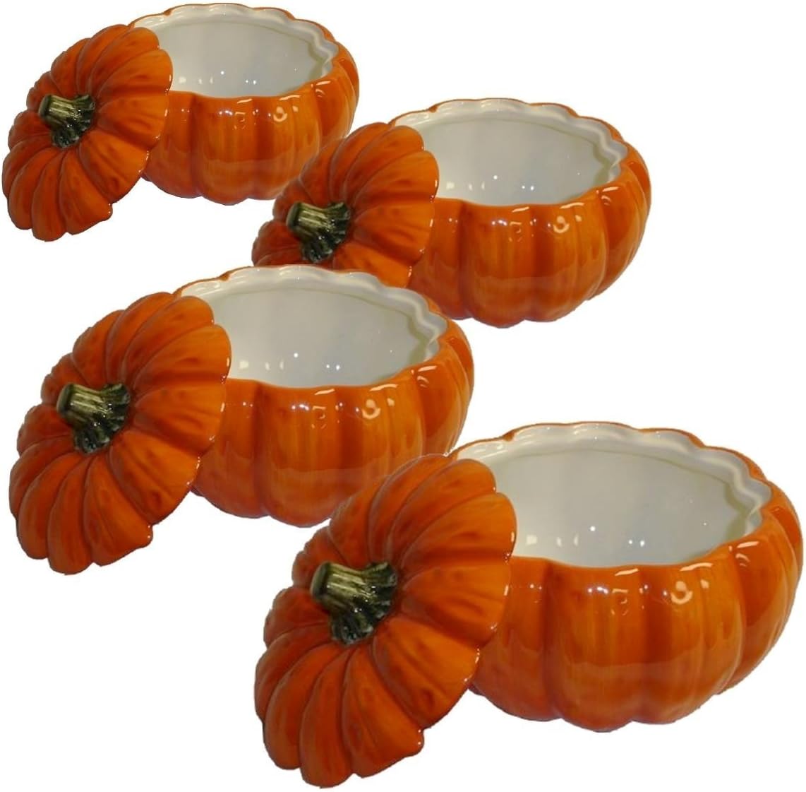 Home Gourmet Collection Pumpkin Soup Bowl with Lid, Set of 4