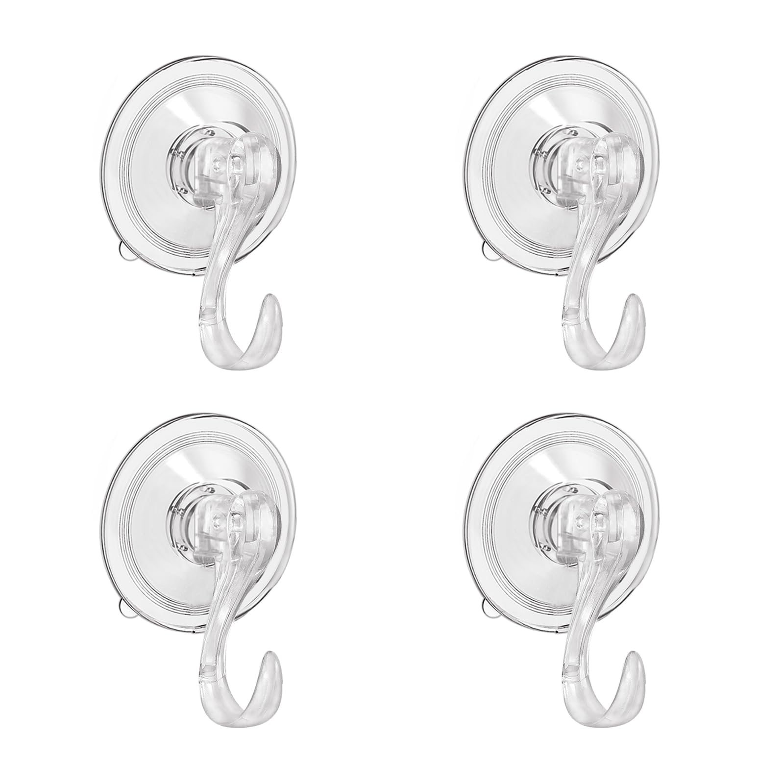 Hrlork Clear 4 Pcs Suction Hooks Strong Absorption Plastic Wall Hangers Push And Lock Vacuum Suction Cup Hooks Holds Up To 3Kg Reusable Sucker For Bathroom Kitchen Hanging Bags Towel