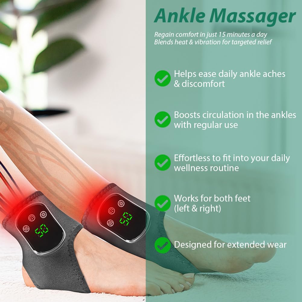 Vicloon Masajeadores Eléctricos para Pies, Masajeador para Tobillos, con 3 Modos de Vibración et 5 Niveles de Calor, para Aliviar el Dolor de Tobillo, para Diabéticos y Personas Activas