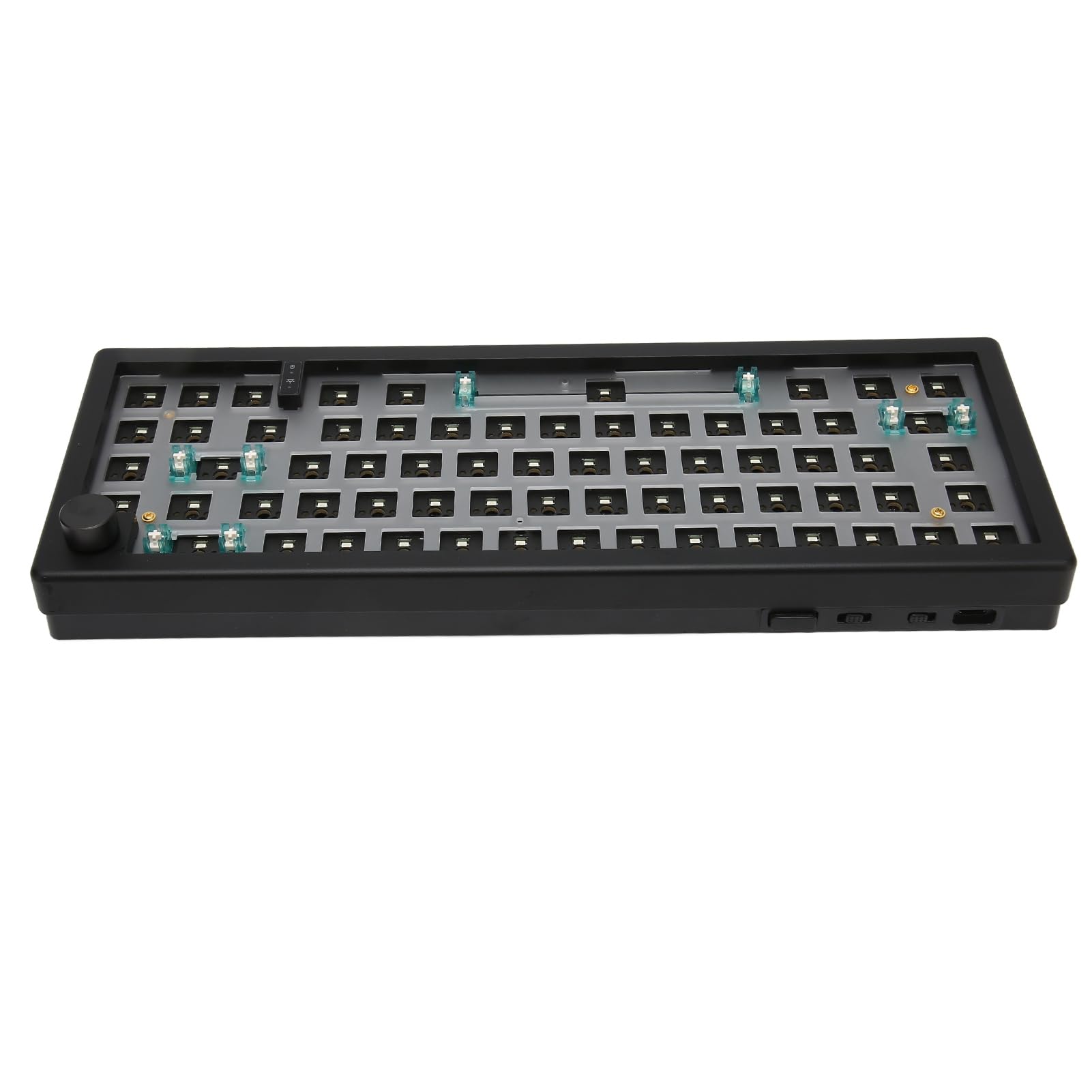 Kit de Bricolaje de Teclado para Juegos 65%, Teclado Mecánico de Modo Triple con Montaje de Junta Intercambiable en Caliente de 67 Teclas con Perilla Multimedia RGB, Cable 2.4G/Bluetooth/USB