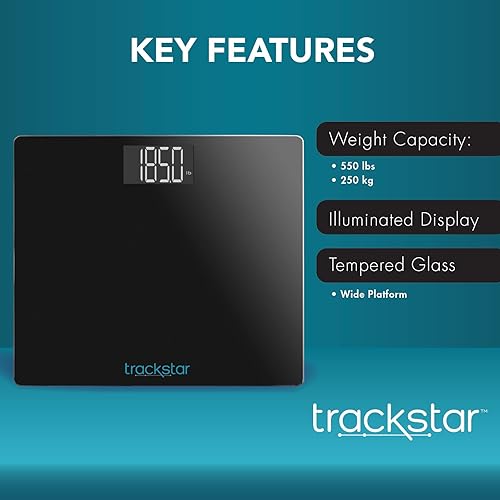 Miniatura 4 de Trackstar Báscula digital inteligente de plataforma ancha  Capacidad de peso de 550 libras  Aplicación de monitoreo trackstar  Compatible con