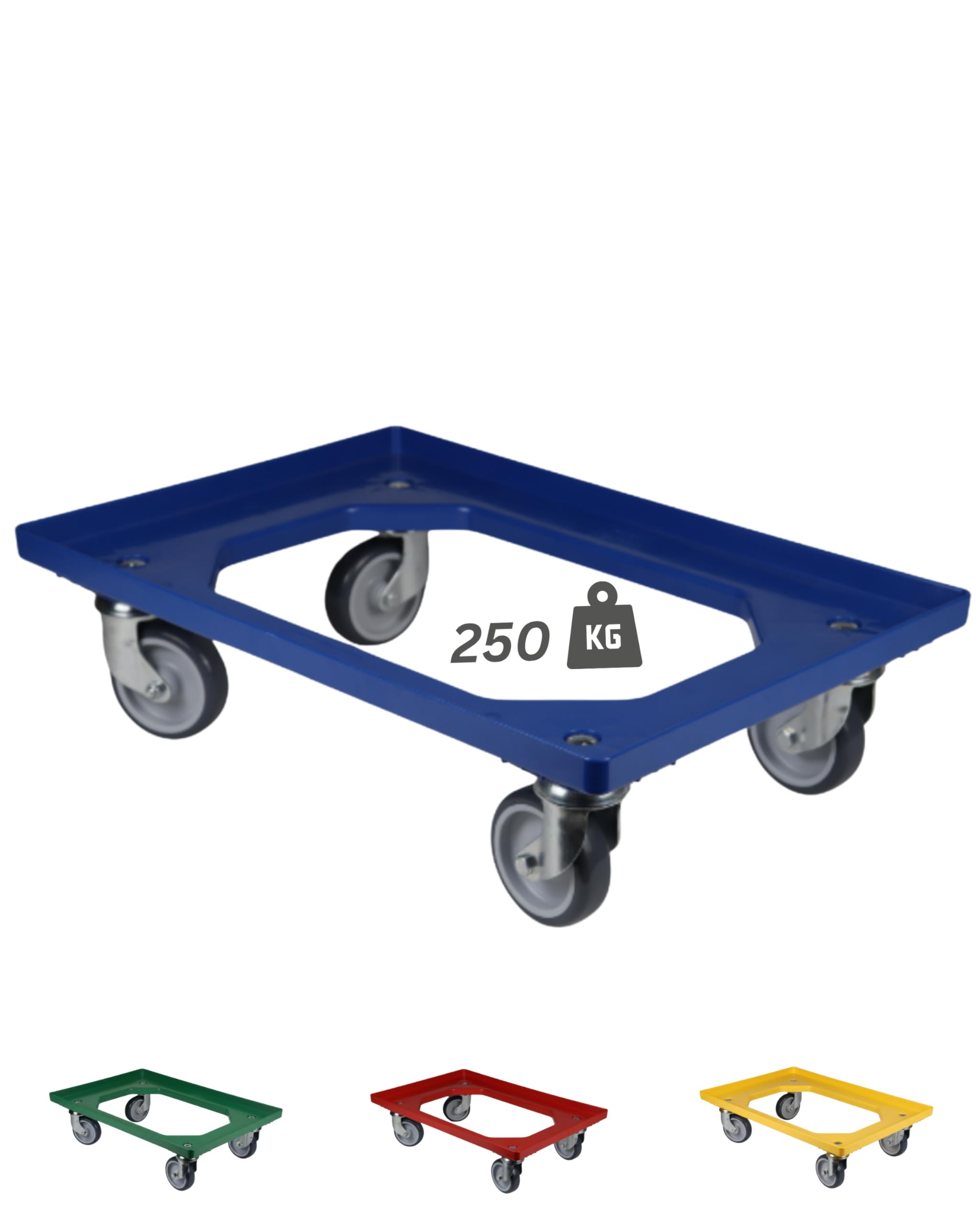 Transportroller Kunststoff 60x40 cm mit 4 Leichtlauf-Lenkrollen (Blau)