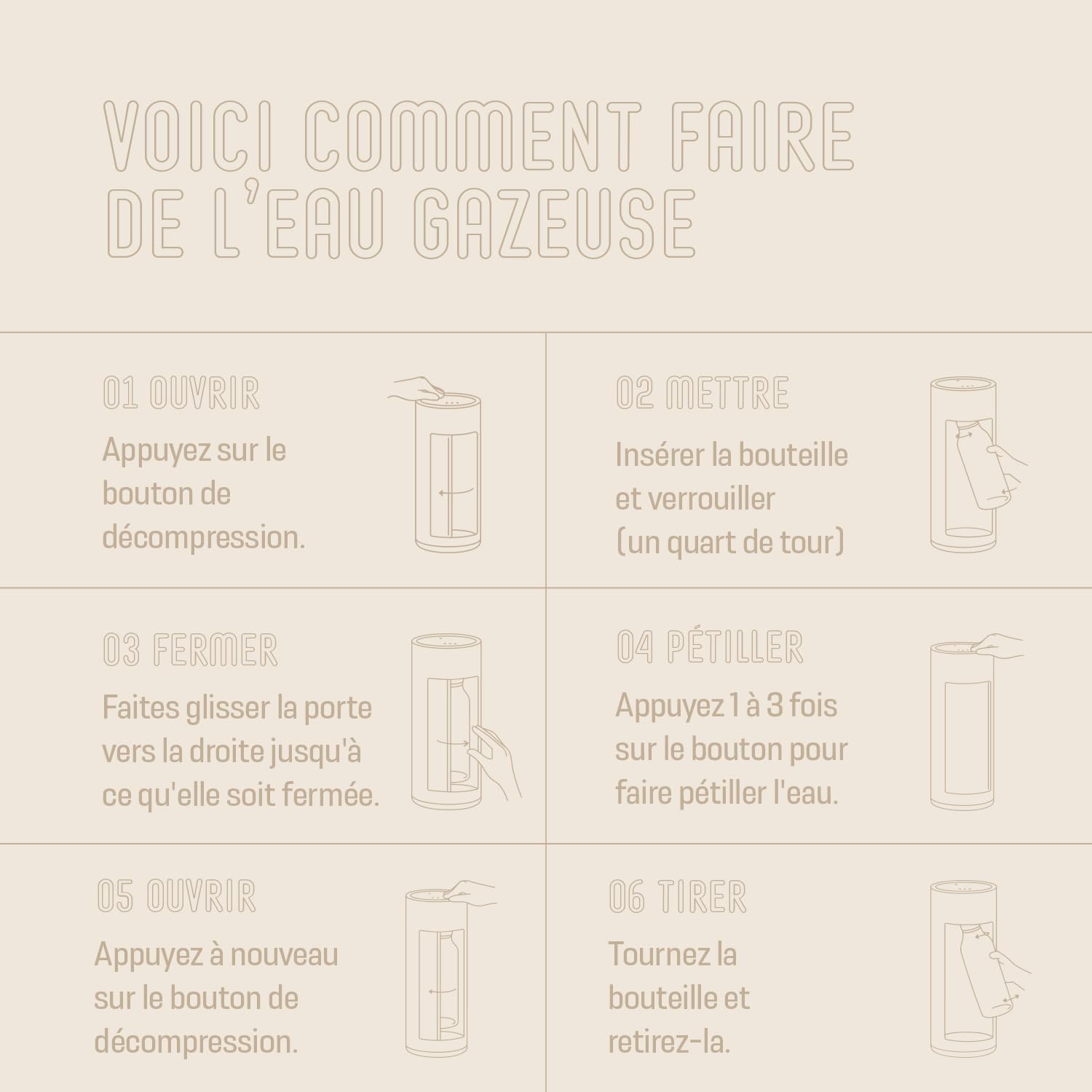 Mysoda Glassy - Machine à eau pétillante avec 1 bouteille en verre en un cylindre de CO2 – Clay