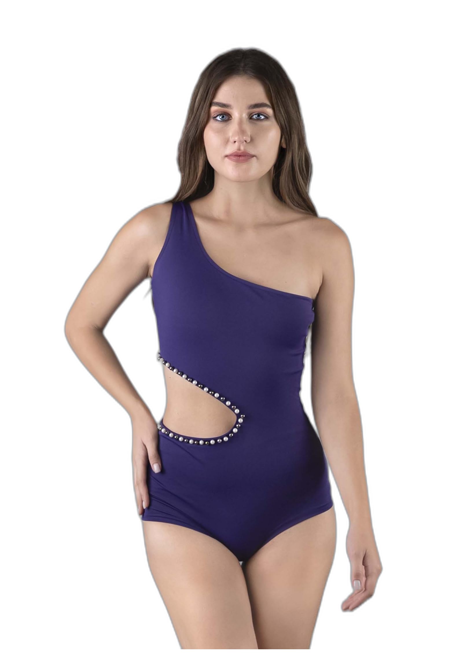keepfit Plus Size one Piece one Shoulder Cutout Padded Swimsuit for Women | Swimming Suit for Women-picture-34