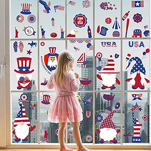 Adonisaon Flag PVC Wall Stickers, 4th of July Decorations, 9 Sheets, Patriotic Window Art Decals, Glass Surface Recommended, Indoor & Outdoor Usage