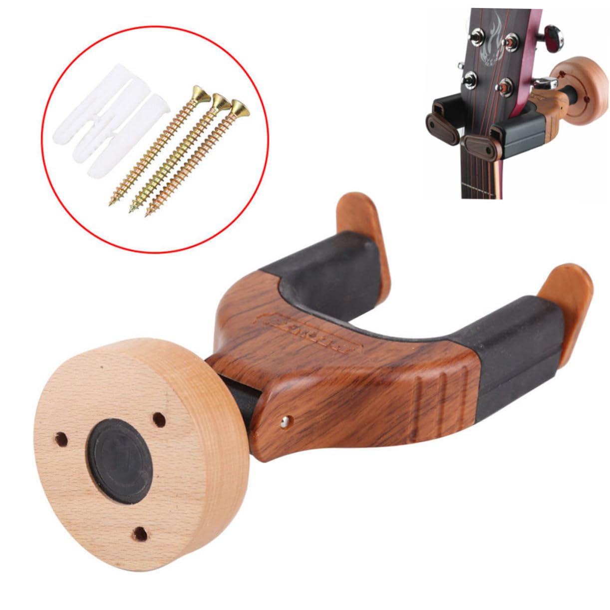 Abaodam Abnehmbare Gitarrenhalterungen Zufällige Farbe 2 Stück und Metall mit Gummibeschichtung Einfache Montage als Wandhalter für Akustische und Elektrische Gitarren