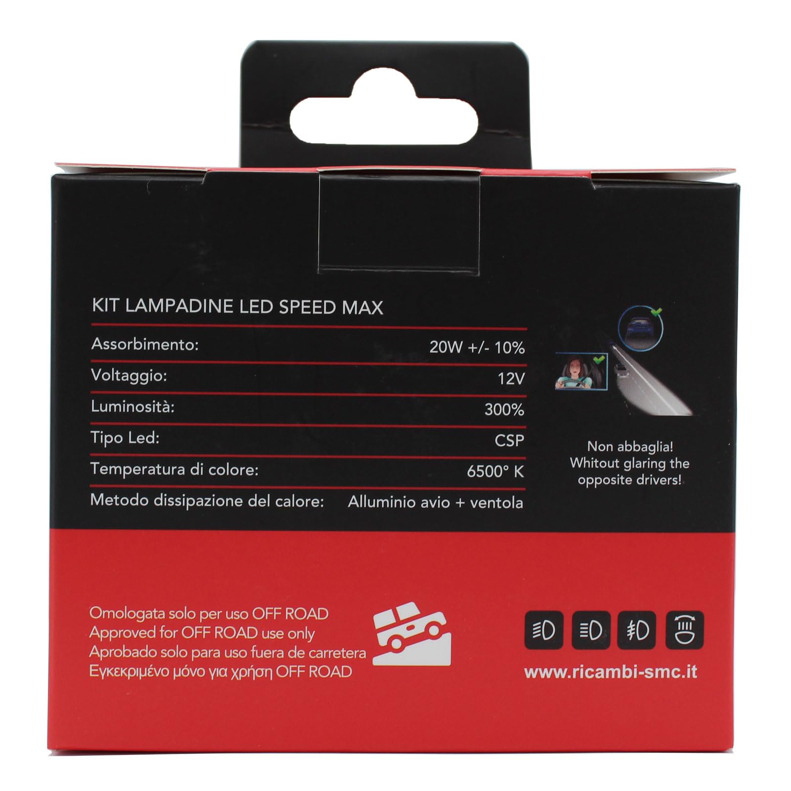 SpeedMax Lampadine Led con ventola per auto e moto H7 H18 6500K Plug & Play per Fari a Parabola +300% OFF ROAD