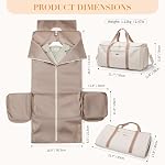 2 en 1 Sac à bandoulière convertible pour femmes, Sacs à vêtements pour les voyages, Sac à volant élégant avec bandoulier et compartiment de chaussures (Creamy-White)
