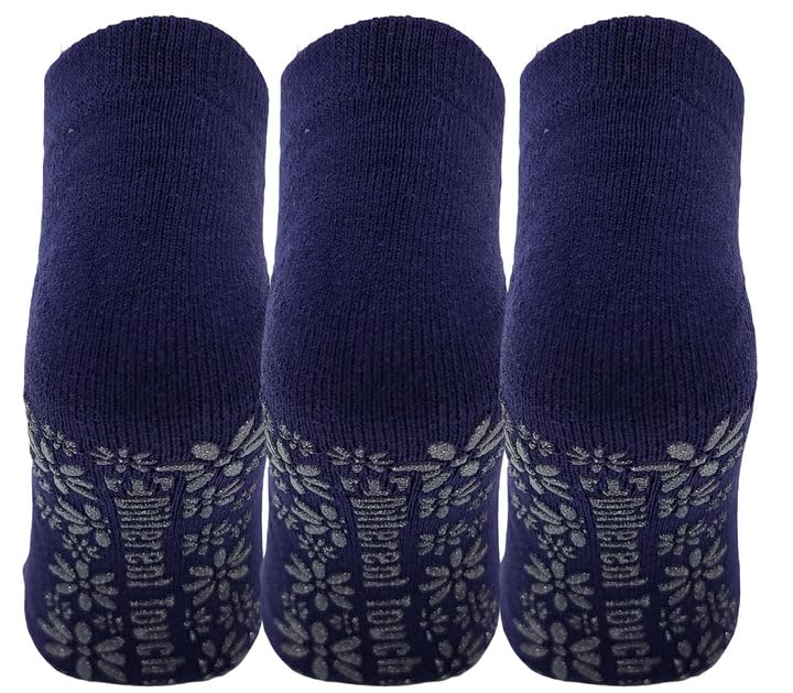 Image of Different Touch Unisex Non-Slip Yoga Socks Pilates Ballet Barre Cushion Socks with Grips 3 Pairs