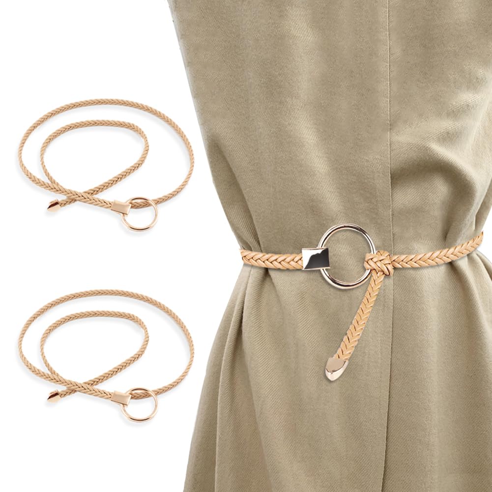 4 pcs Curtain Rope Tiebacks,Woven Curtain Holdback Drapery Tie-Back,Hand Braided Curtain Tie Back,for Housewarming Gift Office Room Decor Accessories (Khaki)