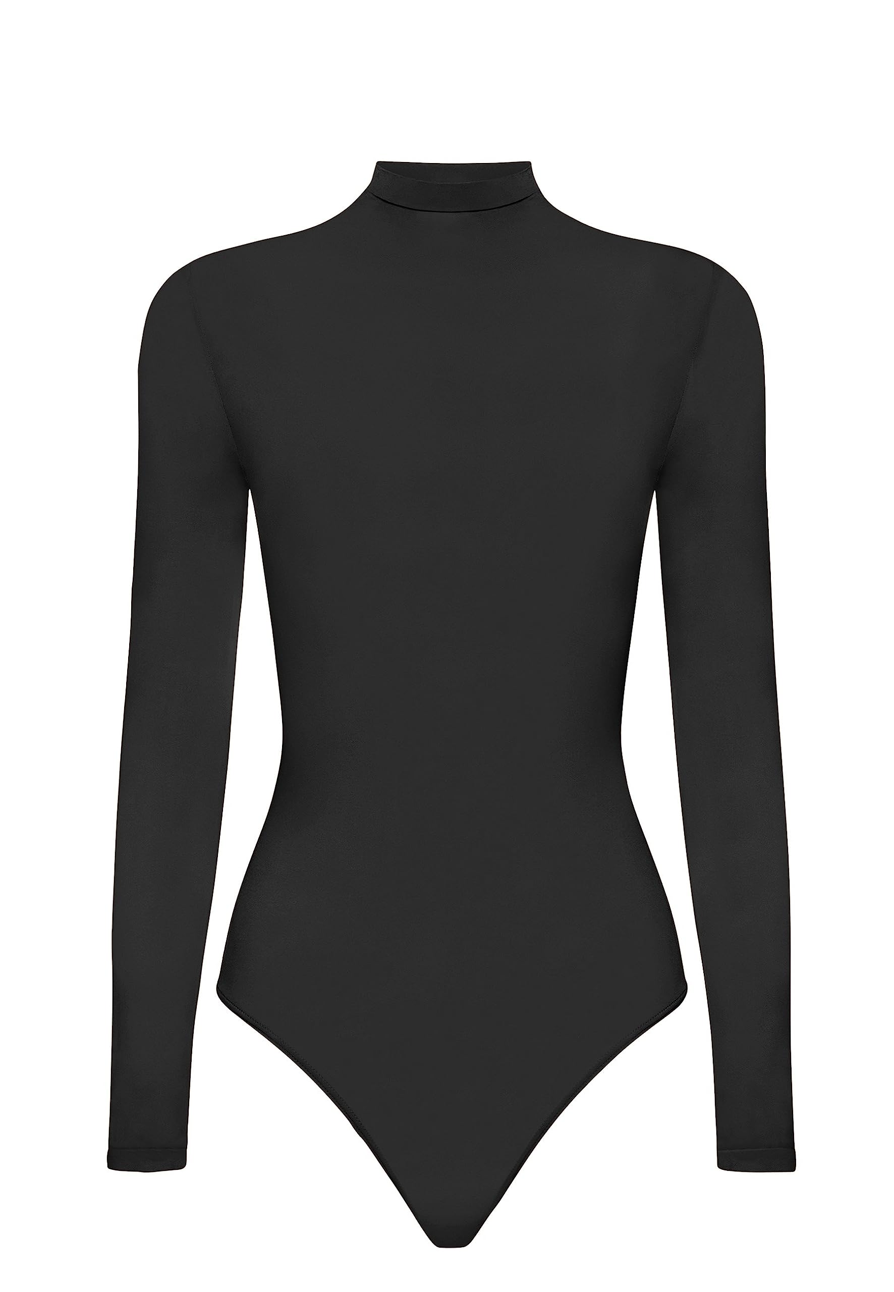 Wolford Buenos Aires - Body de manga larga para mujer, ajustado, cuello alto, sin costuras, de algodón, cierre a presión
