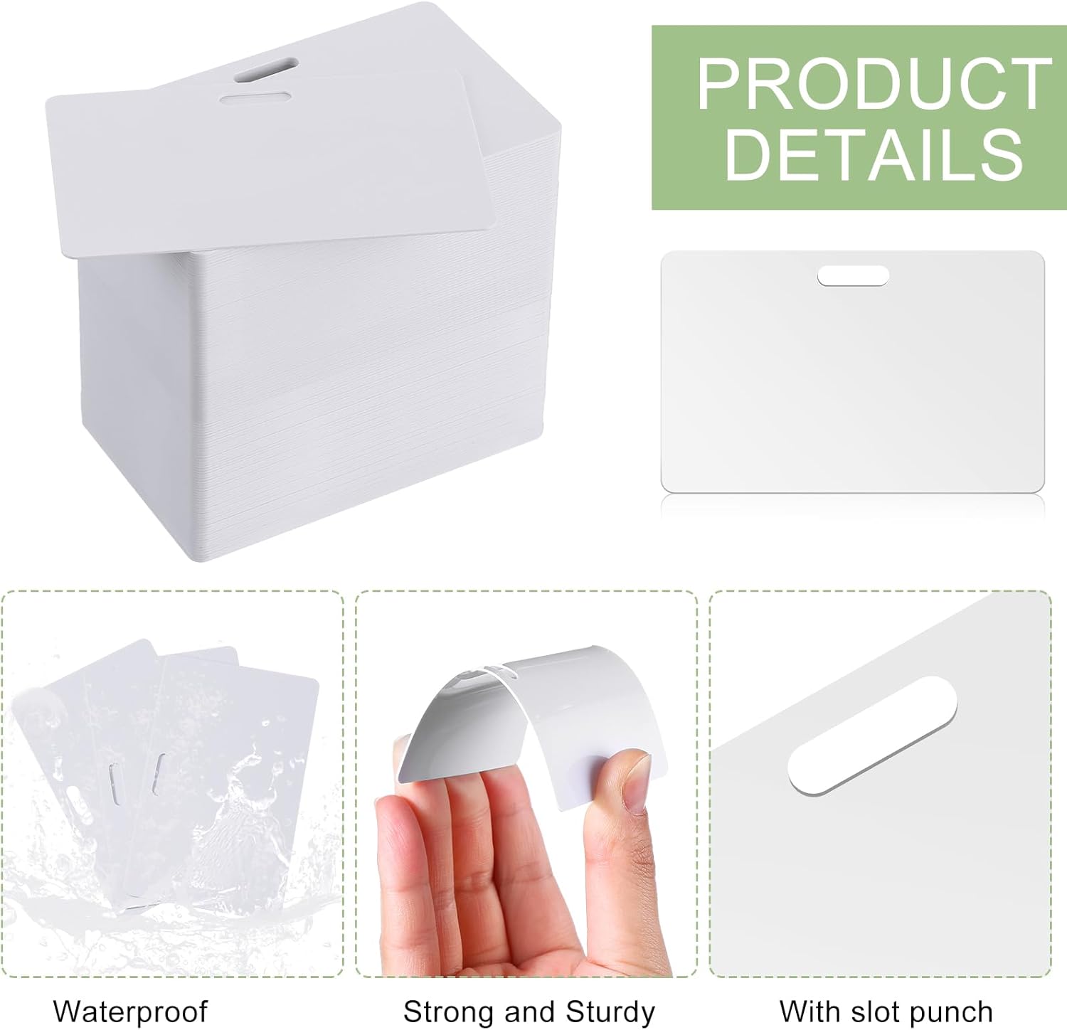 Yexiya 1500 Pcs Blank PVC Cards Bulk ID Badge Printers Cr80 30 Mil Business Credit Cards Fit Most Photo ID Badge Printers Office School(White,Horizontal, with Slot)