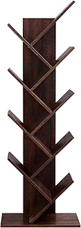 VASAGLE Tree Bookshelf, 9-Tier Bookcase, Large Bookshelf, Space-Saving Corner Shelf, Book Tree, Holds Books, CDs, Games, for Bedroom, Living Room, Home Office, Walnut Color ULBC11BY
