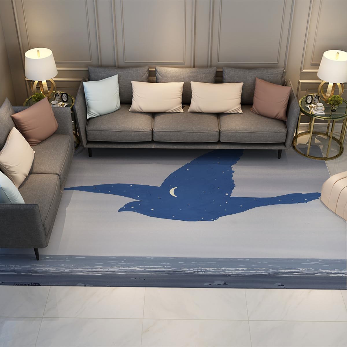 Tapis Magritte Oiseau de Nuit de Haute Qualité 80x150