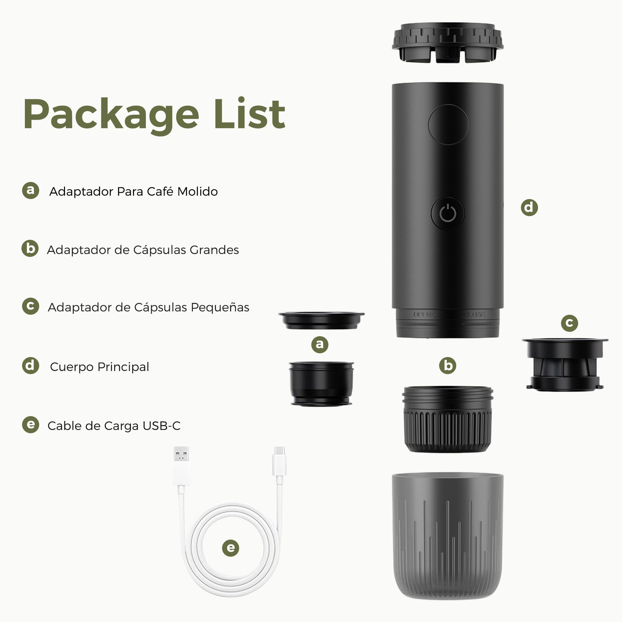Bostar Cafetera Espresso Portátil 3 en 1, Eléctrica Portátil Calentamiento Rápido Cafetera Compatible con Cápsulas y Café Molido para Camping Coche Viajes y Oficina (Negro)