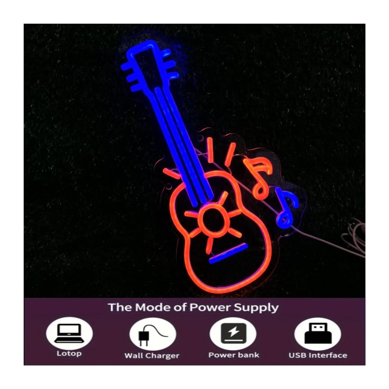 Luci al Neon Da Parete Insegna Al Neon Con Musica Per Chitarra, Decorazione Da Parete Per Studio Di Registrazione, Studio Musicale, Bar, Ristorante, Negozio, Lampade Decorative 40cm