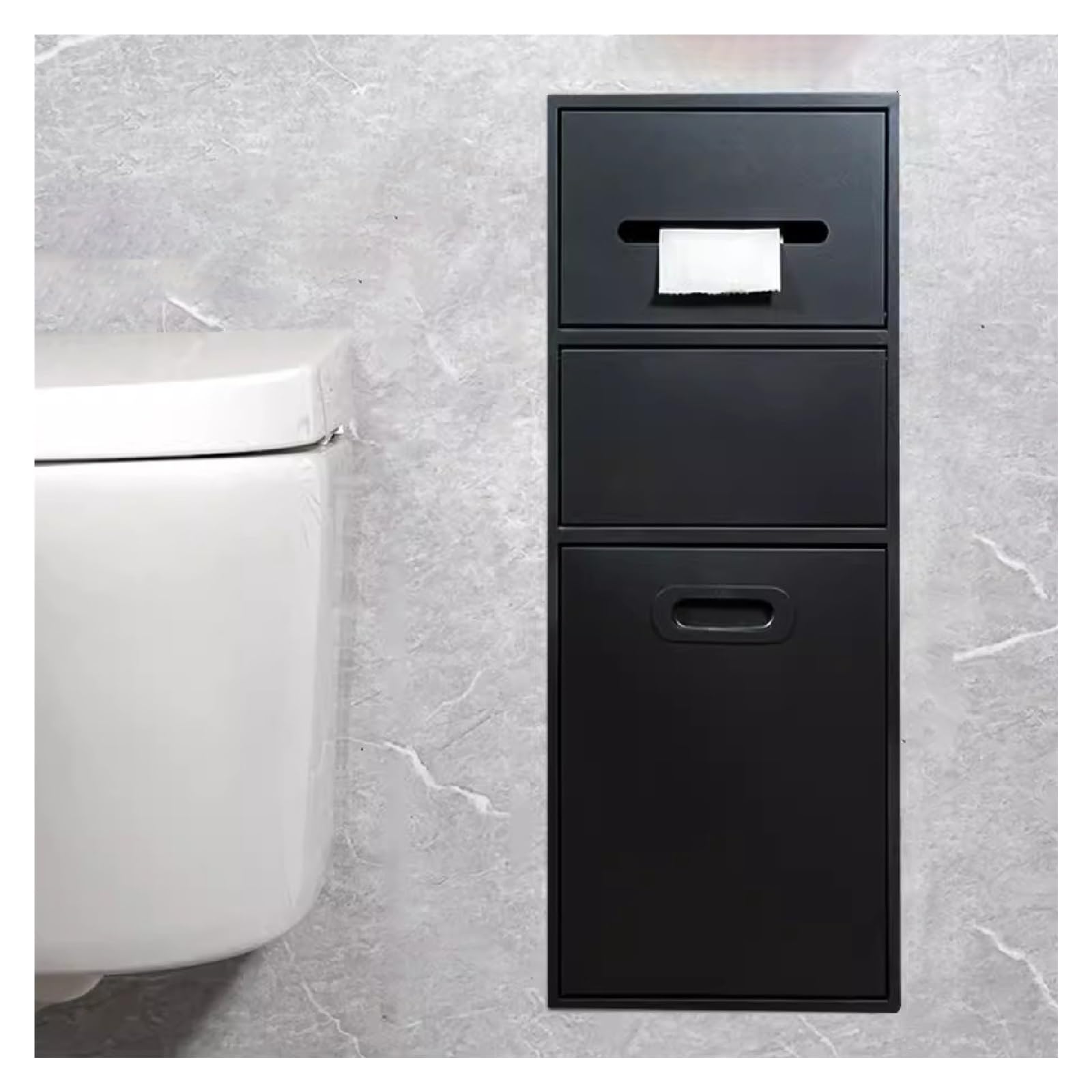 LCANALLYMS Recessed toilet paper holder, Stainless Steel Recessed Shower For Toilet Paper And Trash Storage Multicolor 67x23x14cm(Black (B))
