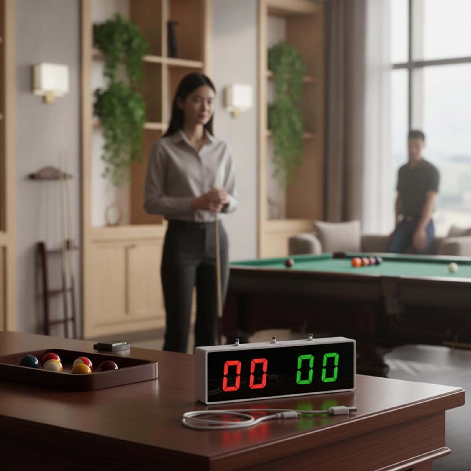 Segnapunti Biliardo Elettronico Contapunti da Tavolo Compatto Schermo Ben Visibile Luce Comandi Semplificati Batteria Integrata USB‑C Adatto per Sale da Gioco Tornei Partite in Casa