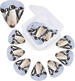 Young Penguins With Snow print Guitar Picks 12 Pack Personalized Guitar Picks with Storage Box Guitar Accessories for Ukulele Electric Acoustic Guitars Bass