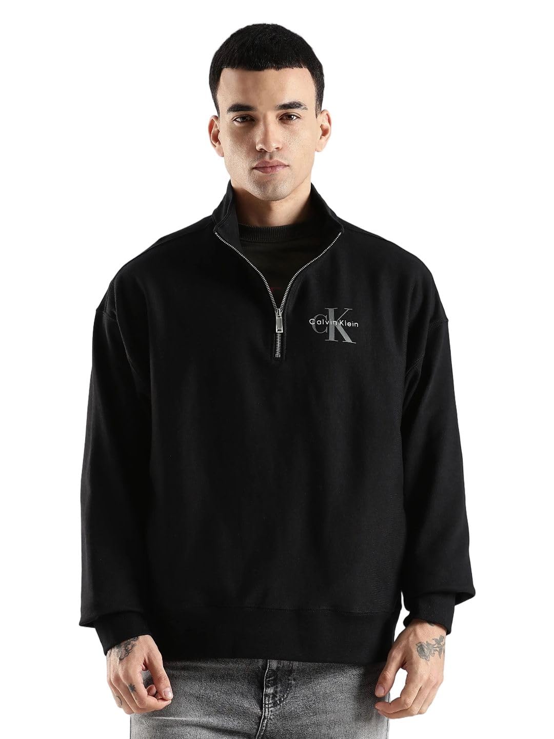 Solid Oversized fit Cotton Sweatshirt-image-32