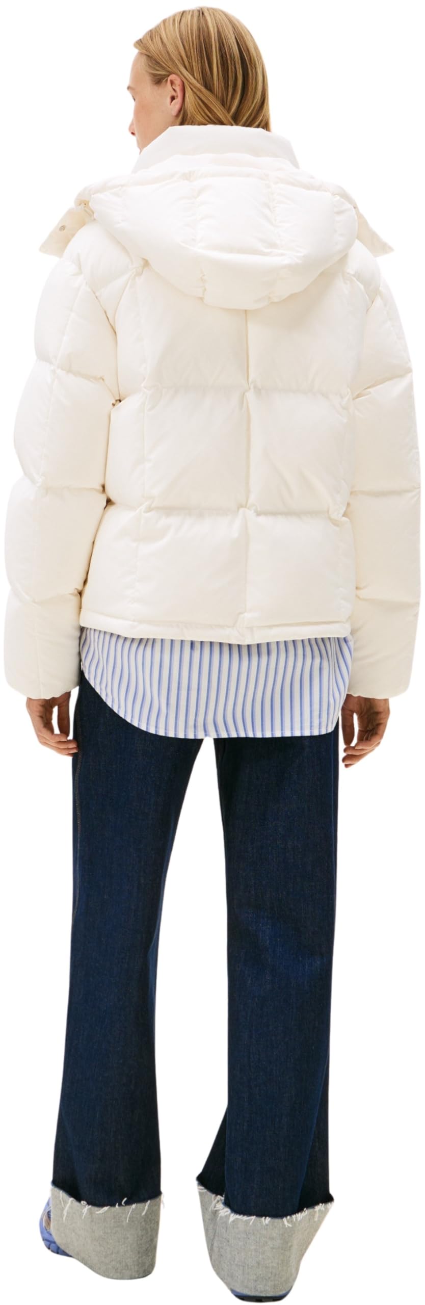 TOMMY JEANS Damska kurtka puchowa TJW ALASKA GRID DOWN EXT DW0DW21623, biała, L, Biały (starożytny biały), L