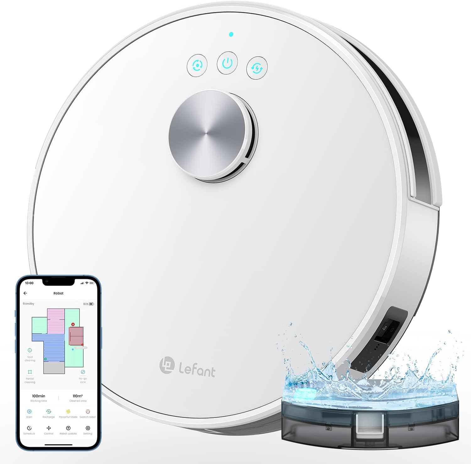 LEFANT M1 Robot Aspirapolvere Lavapavimenti con Mappatura Multi Piano,4000 Pa,Batteria a 4000mAh,Navigazione LDS,APP/Alexa/WIFI,Aspirapolvere Robot Lavapavimenti per Pulizia Domestica/Peli Animali