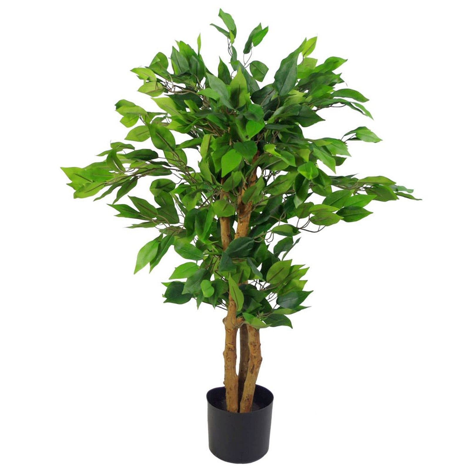 90cm Artificial Ficus Tree - Realistic Plant - Green - Leaf Design