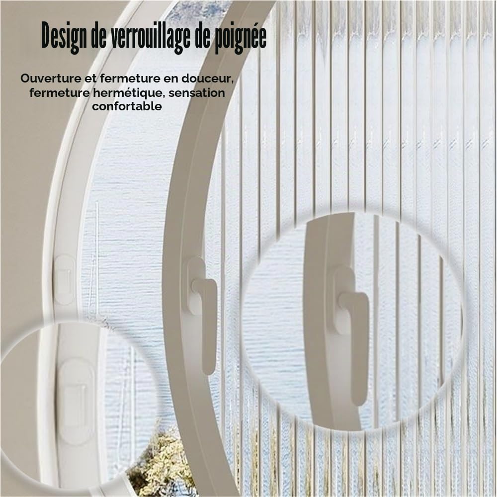 Fenêtre Ronde rotative en Alliage d'aluminium, hublot Mural en Verre trempé avec poignée, fenêtre à battant décorative pour Cuisine et Maison, Blanc 3,55 cm/21,6 po