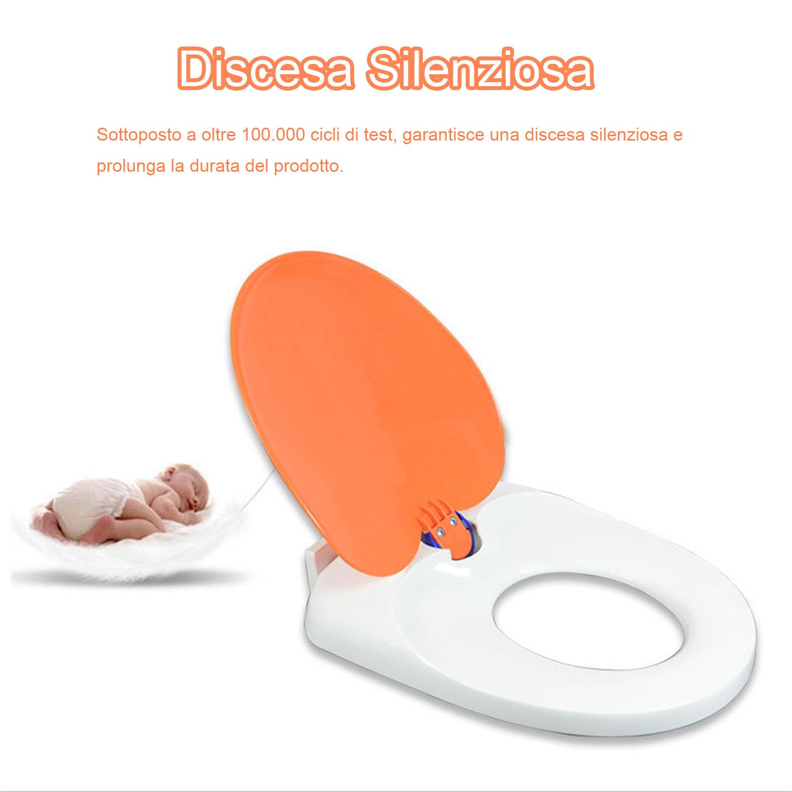 Tavoletta WC Familiare con Chiusura Ammortizzata a Forma di O, | Sedile WC con Sgancio Rapido, Copriwater 2 in 1 con Sedile per Bambini, Duroplast, Giallo, 44x37cm