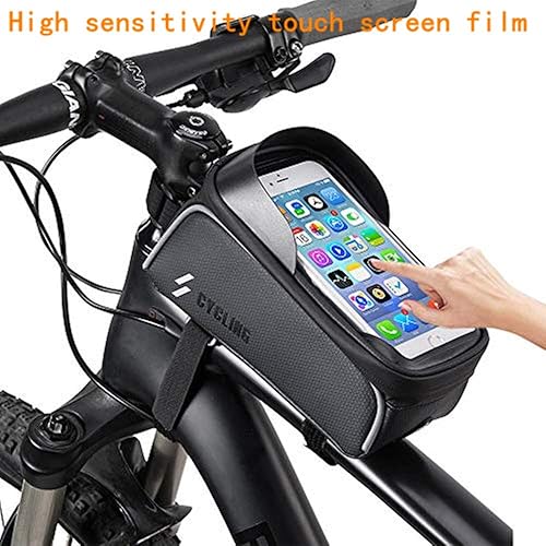 Miniatura 4 de Bolsa de marco frontal para teléfono de bicicleta, bolsa de ciclismo impermeable con pantalla táctil sensible y conector oculto para auriculares