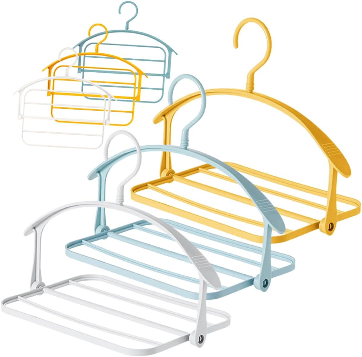 6pcs Space Saving Multi-Layer Non-Slip Pants Hanger Versatile Trouser Organizer for Jeans Scarves and Clothes Closets and Spaces