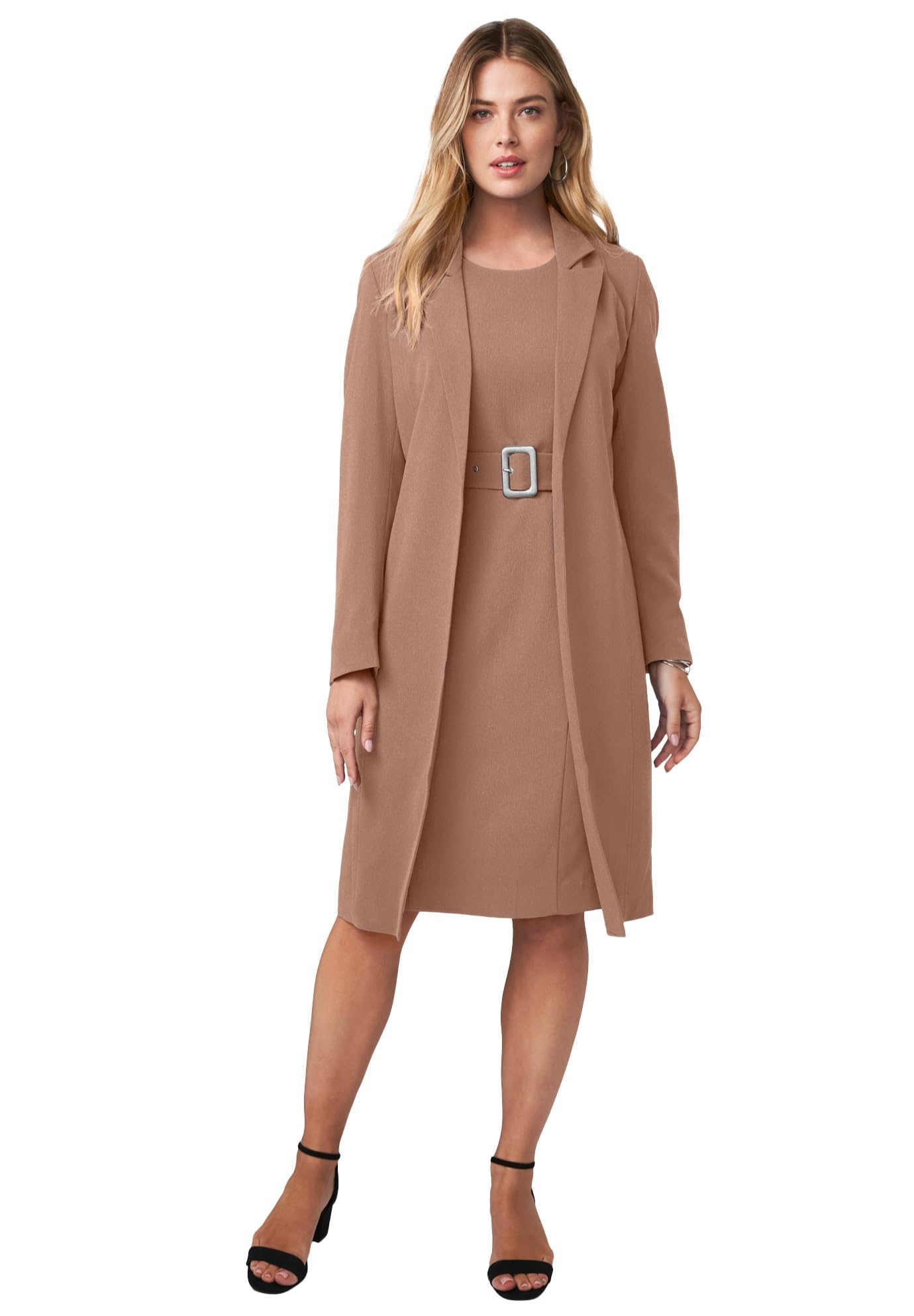 Jessica London Womens Plus Size Belted Jacket Dress