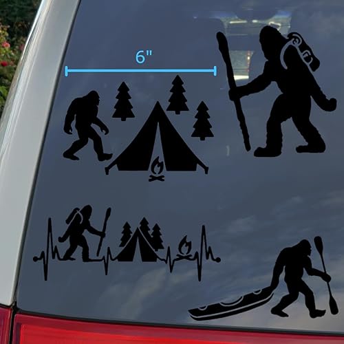 Miniatura 3 de Bigfoot - Calcomanías para camping, senderismo, kayak, paquete de 4 Bigfoot Heartbeat, Sasquatch Camping, Senderismo Bigfoot, Kayak Bigfoot