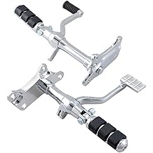 Compatible with '91-'03 XL883 XL1200 Harley Sportster Set Forward Controls Shift Linkage Rod Foot Pegs Kit (Chrome)