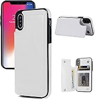 Vista 11 de Funda tipo cartera compatible con iPhone X/XS, funda protectora delgada con tarjetero y ranuras para tarjetas de piel sintética de alta calidad